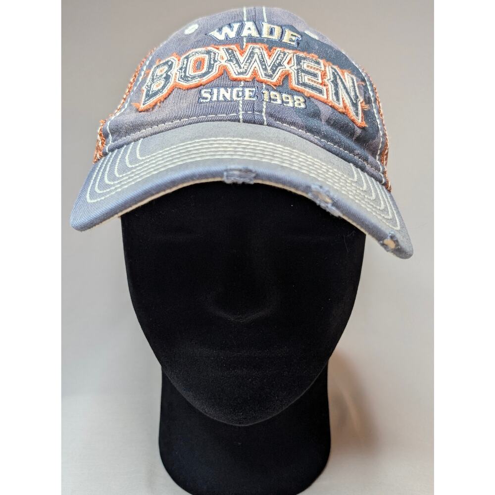 Wade Bowen Since 1998 Distressed Trucker Hat Gray Blue Orange Mesh Snapback